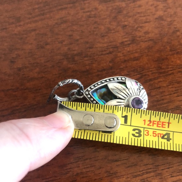 Silver set with abalone pearl and amethyst🌸earrings with pendant 🌺 - Picture 13 of 14